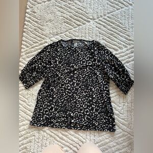 H&M Black and Cream Leopard Print Long Sleeve Top